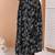 Women black & white floral printed rayon long maxi a line flared skirt