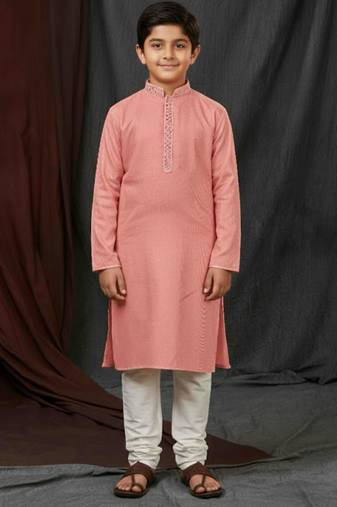 pink jacquard printed kurta pajama  for boys