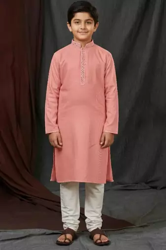 pink jacquard printed kurta pajama  for boys