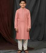 pink jacquard printed kurta pajama  for boys