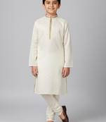 white cotton printed kurta pyjama for boys