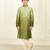 green silk printed kurta pyjama for boys