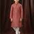 Red art silk printed kurta pyjama for boys