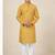 yellow art silk printed kurta pyjama for boys