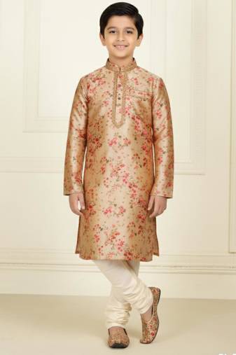 multicolor art silk printed kurta pyjama for boys