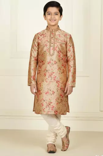 multicolor art silk printed kurta pyjama for boys