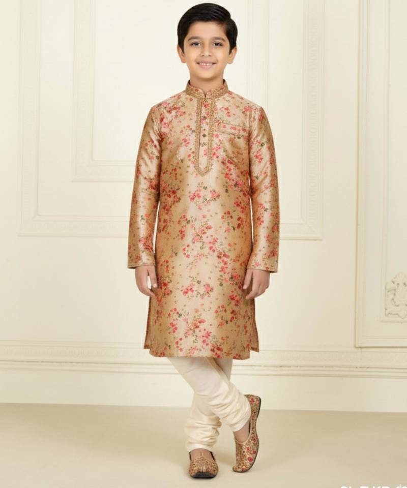 multicolor art silk printed kurta pyjama for boys