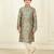 green art silk printed kurta pyjama for boys
