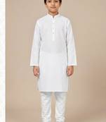 white art silk printed kurta pajama for boys