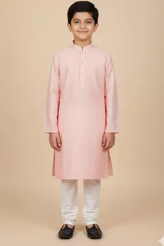 pink art silk printed kurta pajama for boys