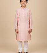 pink art silk printed kurta pajama for boys