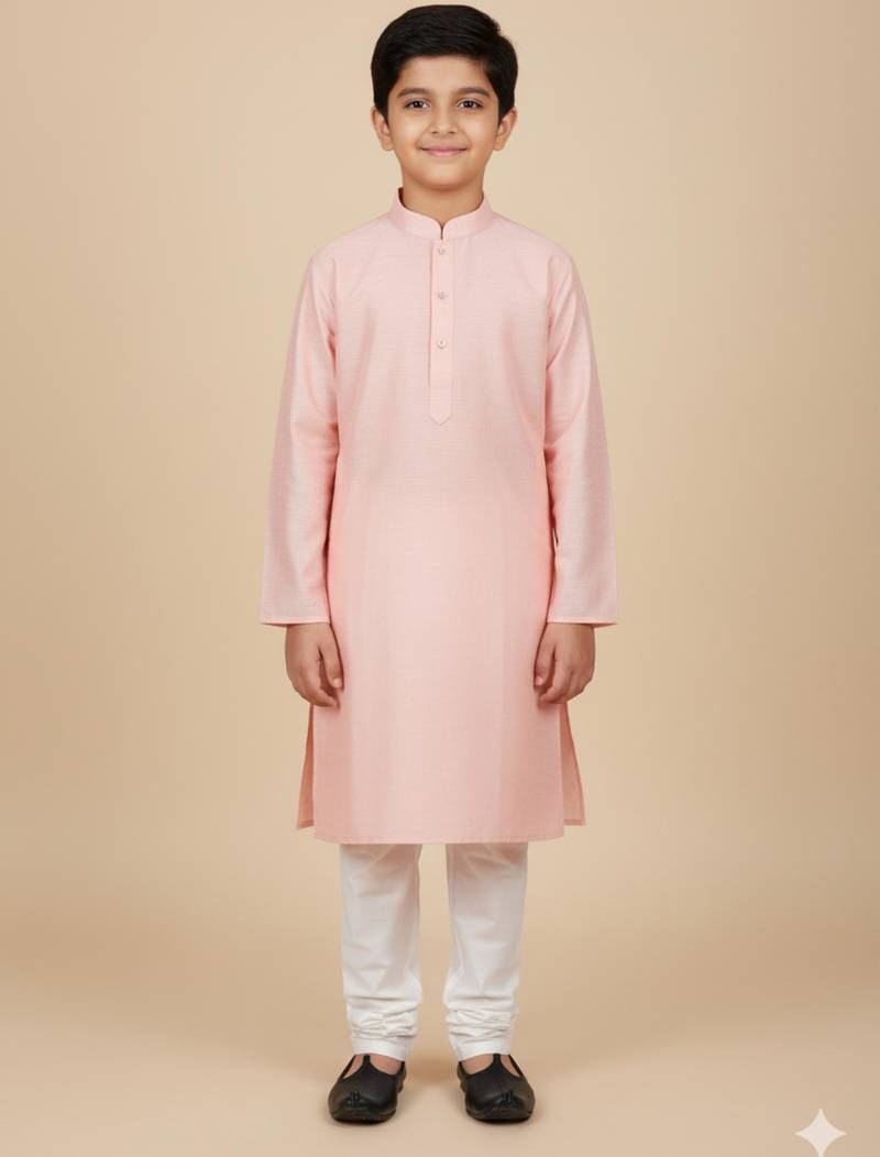 pink art silk printed kurta pajama for boys