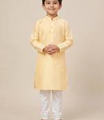 beige art silk printed kurta pajama for boys