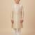 Cream art silk printed kurta pajama for boys
