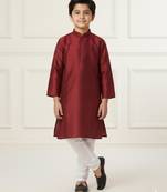 maroon art silk printed kurta pajama for boys