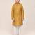 yellow silk blend printed kurta pajama for boys