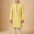 yellow silk blend printed kurta pajama for boys
