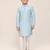 blue silk blend printed kurta pajama for boys