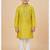 Yellow cotton printed kurta pyjama for boys