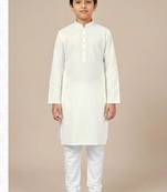 white cotton printed kurta pyjama for boys