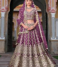 lovable purple embroidered net lehenga set choli with dupatta