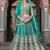 teal green sequins net wedding lehenga set choli with dupatta with dupatta