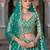 teal green sequins net wedding lehenga set choli with dupatta with dupatta