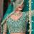 teal green sequins net wedding lehenga set choli with dupatta with dupatta