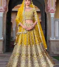  yellow sequins net lehenga set choli with dupatta with dupatta