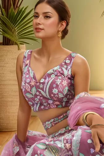pink sequins net lehenga set choli with dupatta with dupatta
