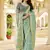 green elegant sea green saree with golden weaving