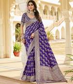 Voilet festive wear jade Voilet saree with golden detailing