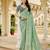 green elegant sea green saree with golden weaving