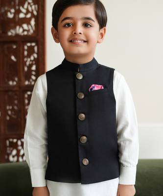 Black cotton nehru jacket 1