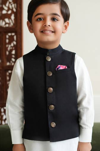 Black cotton nehru jacket
