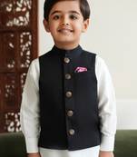 Black cotton nehru jacket