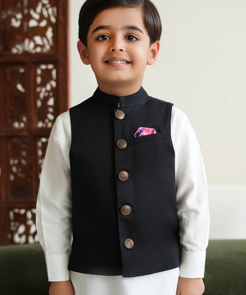 Black cotton nehru jacket