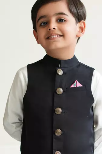 Black cotton nehru jacket