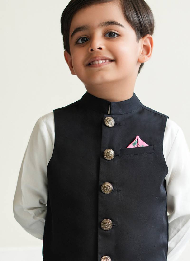 Black cotton nehru jacket