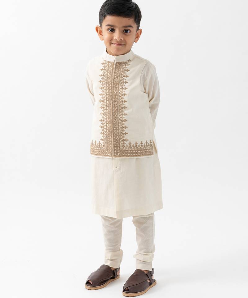 White cotton nehru jacket