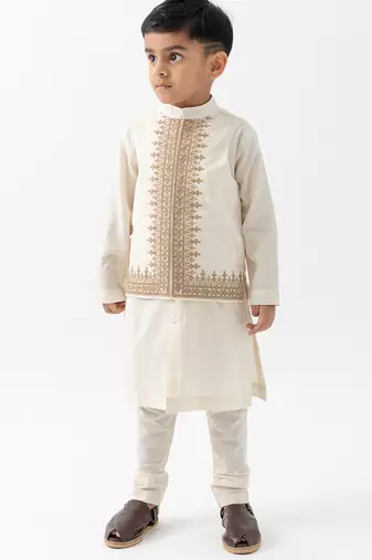 White cotton nehru jacket