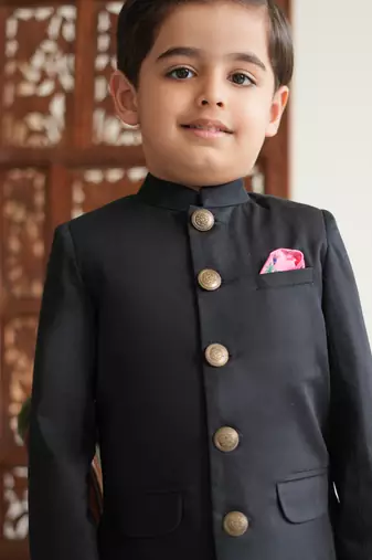 Black cotton bandhgala