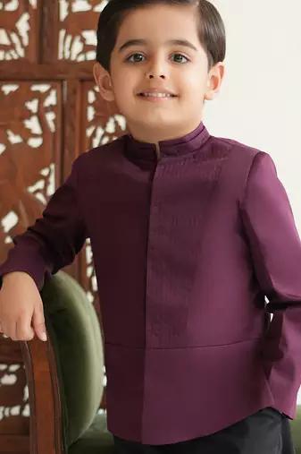 Maroon cotton bandhgala