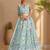 sky blue sequins net lehenga set choli with dupatta