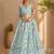 sky blue sequins net lehenga set choli with dupatta