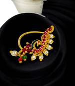 Gold plated maharashtrian peacock clip on nosepin