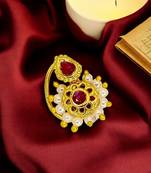 Gold plated red stone classic clip on nosepin