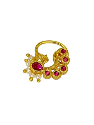 Gold plated dainty peacock design clip on nose pin 4