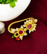 Gold plated traditional maharashtrian clip on nosepin nath