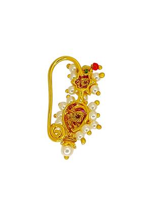 Gold plated traditional maharashtrian clip on nosepin nath 3